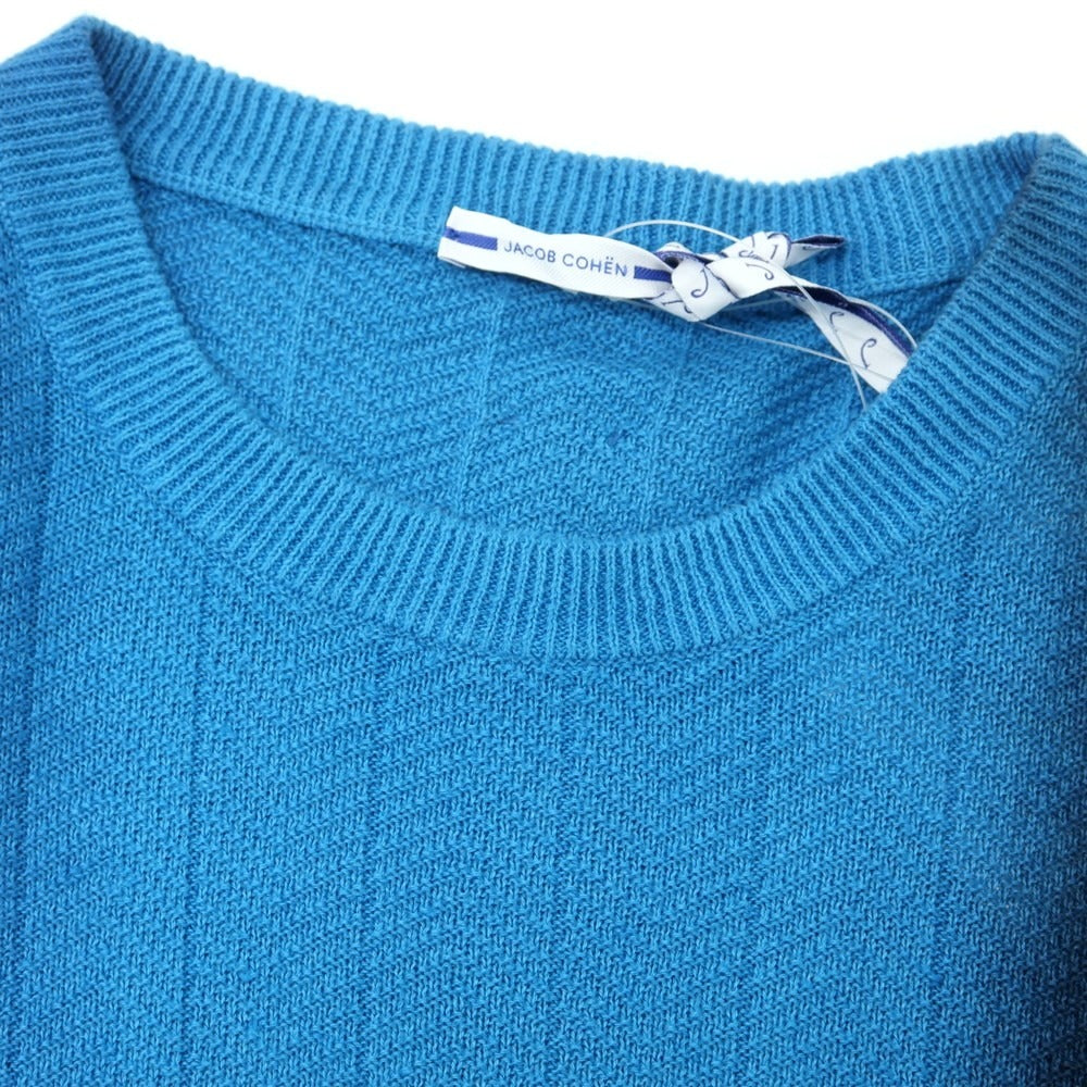 【中古】ヤコブコーエン JACOB COHEN リネンコットン クルーネック プルオーバーニット ブルー系xネイビー【サイズL】【 状態ランクB 】【 メンズ 】[EPD]