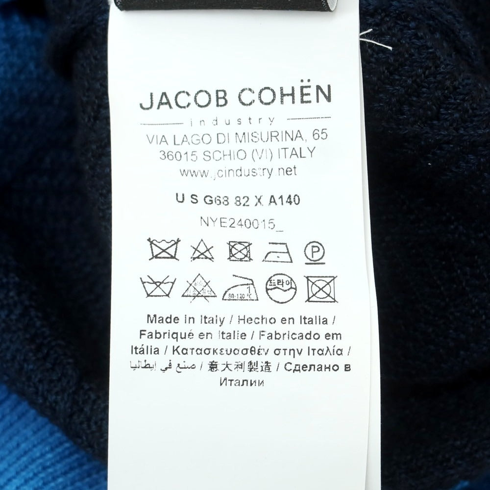 【中古】ヤコブコーエン JACOB COHEN リネンコットン クルーネック プルオーバーニット ブルー系xネイビー【サイズL】【 状態ランクB 】【 メンズ 】[EPD]