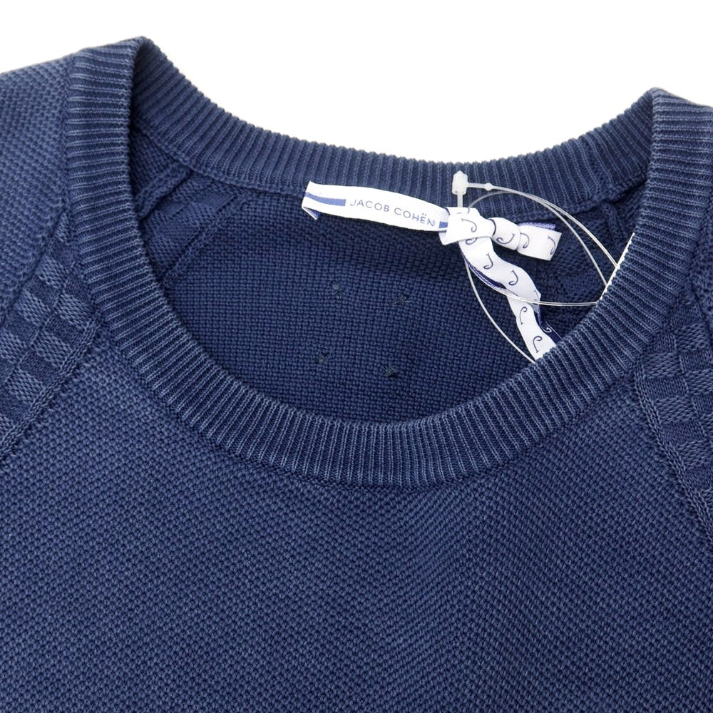 【新品】ヤコブコーエン JACOB COHEN コットン クルーネック プルオーバーニット ネイビー【サイズL】【 状態ランクN 】【 メンズ 】[EPD]