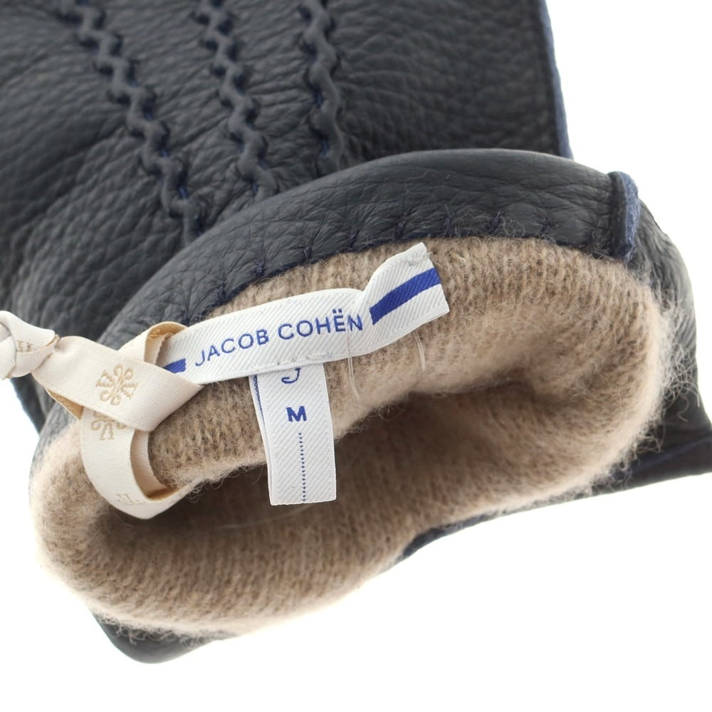 【新品】ヤコブコーエン JACOB COHEN ディアスキン カシミヤライニング 手袋 グローブ ネイビー【 M 】【 状態ランクN 】【 メンズ 】