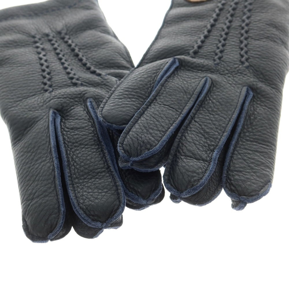 【新品】ヤコブコーエン JACOB COHEN ディアスキン カシミヤライニング 手袋 グローブ ネイビー【 L 】【 状態ランクN 】【 メンズ 】
