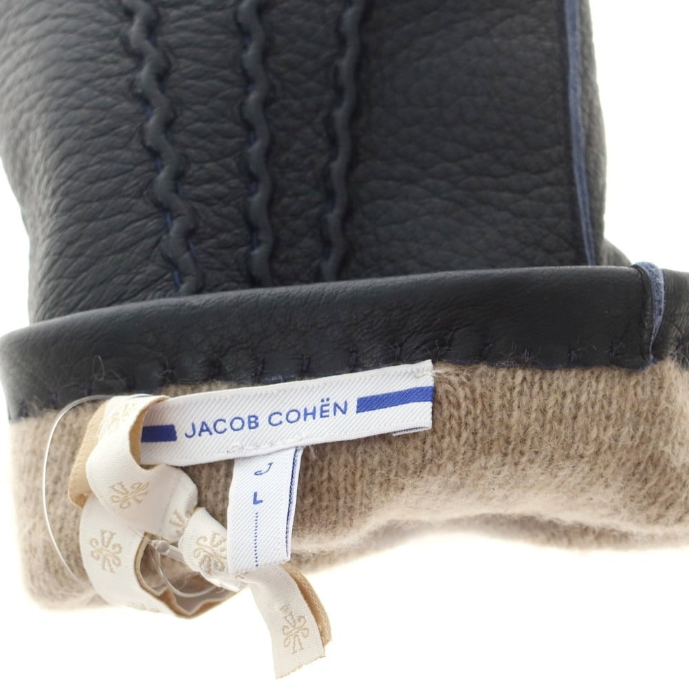【新品】ヤコブコーエン JACOB COHEN ディアスキン カシミヤライニング 手袋 グローブ ネイビー【 L 】【 状態ランクN 】【 メンズ 】[CPD]