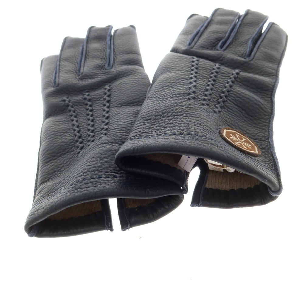 【新品】ヤコブコーエン JACOB COHEN ディアスキン カシミヤライニング 手袋 グローブ ネイビー【 L 】【 状態ランクN 】【 メンズ 】