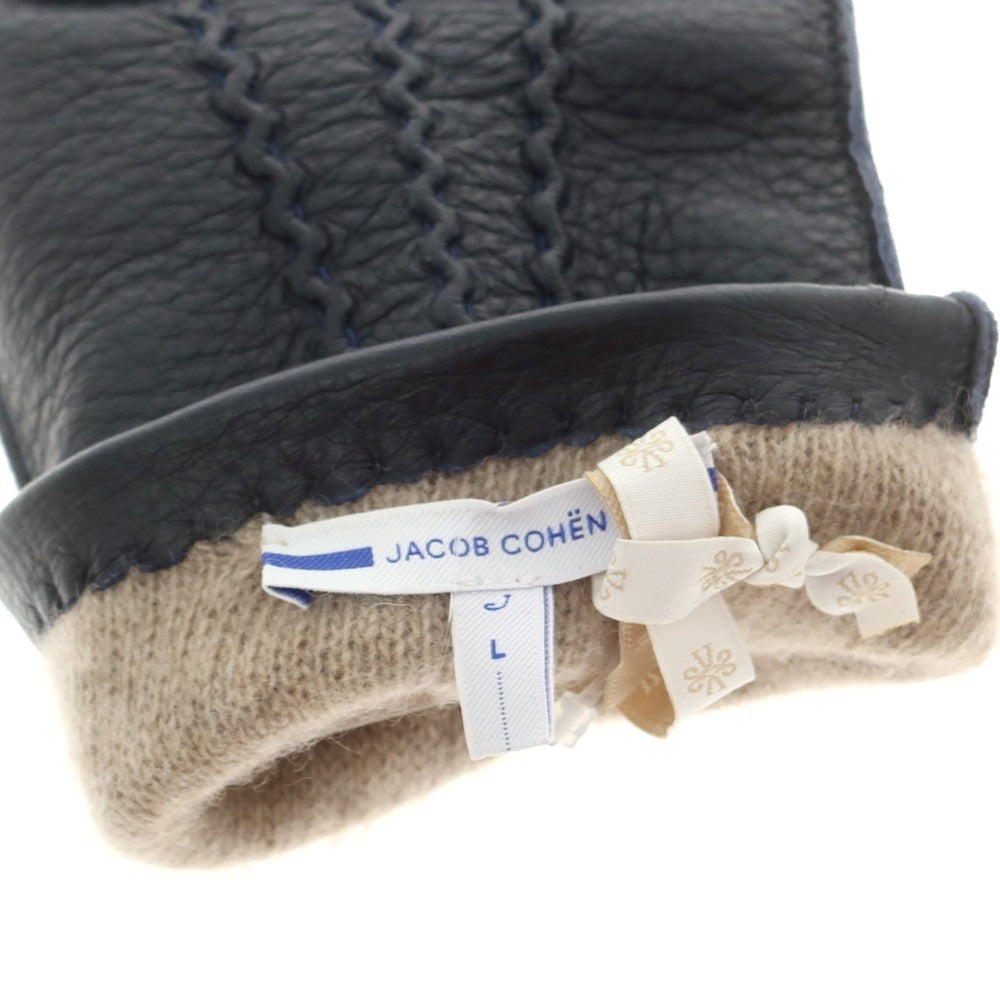 【新品】ヤコブコーエン JACOB COHEN ディアスキン カシミヤライニング 手袋 グローブ ネイビー【 L 】【 状態ランクN 】【 メンズ 】