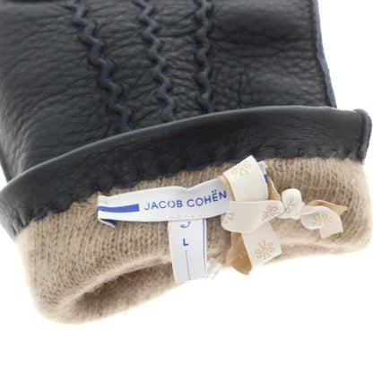 【新品】ヤコブコーエン JACOB COHEN ディアスキン カシミヤライニング 手袋 グローブ ネイビー【 L 】【 状態ランクN 】【 メンズ 】