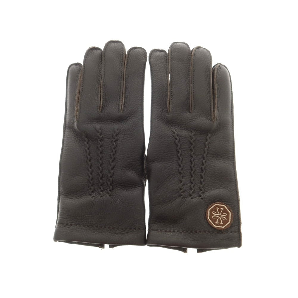 【新品】ヤコブコーエン JACOB COHEN ディアスキン カシミヤライニング 手袋 グローブ ダークブラウン【 M 】【 状態ランクN 】【 メンズ 】