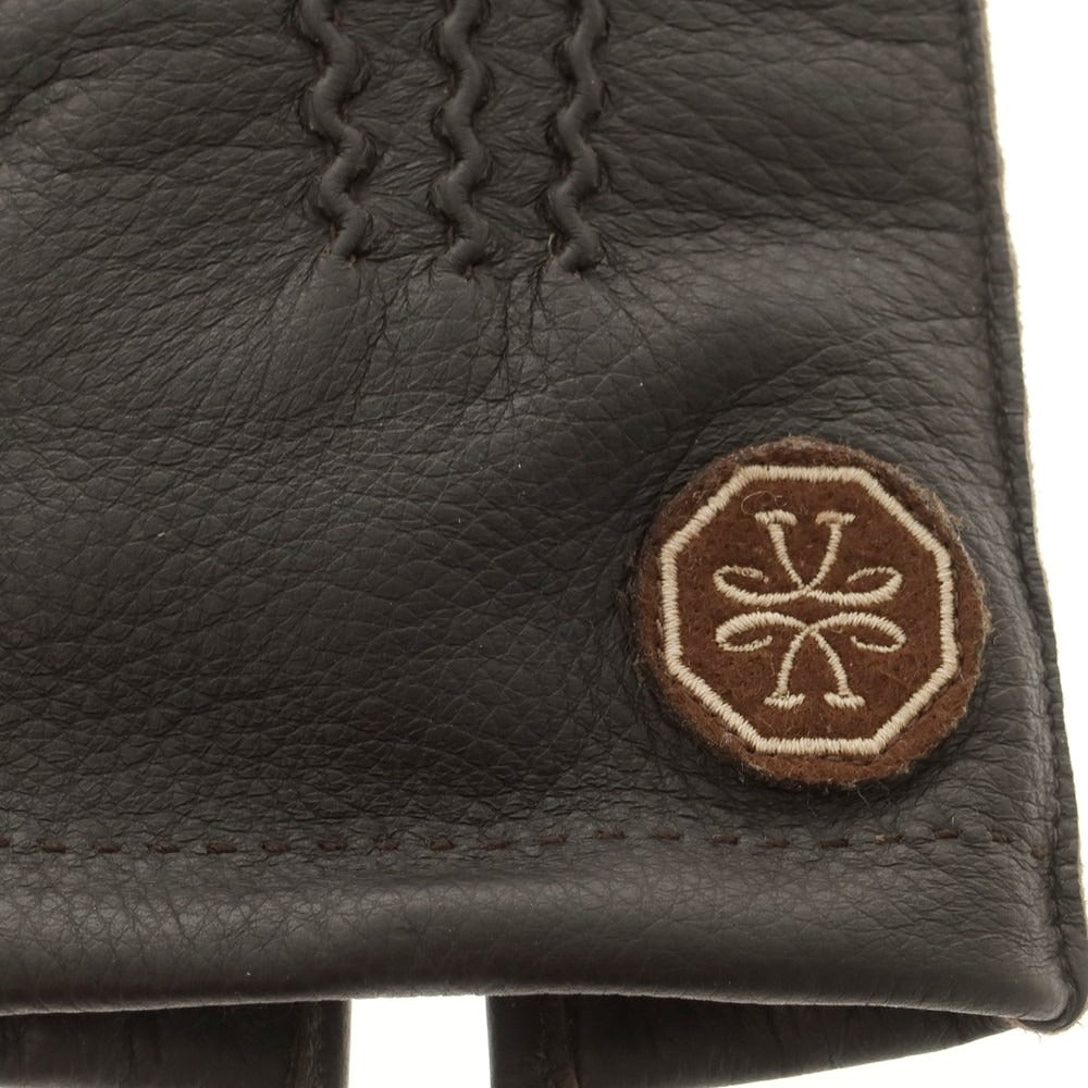 【新品】ヤコブコーエン JACOB COHEN ディアスキン カシミヤライニング 手袋 グローブ ダークブラウン【 M 】【 状態ランクN 】【 メンズ 】[CPD]