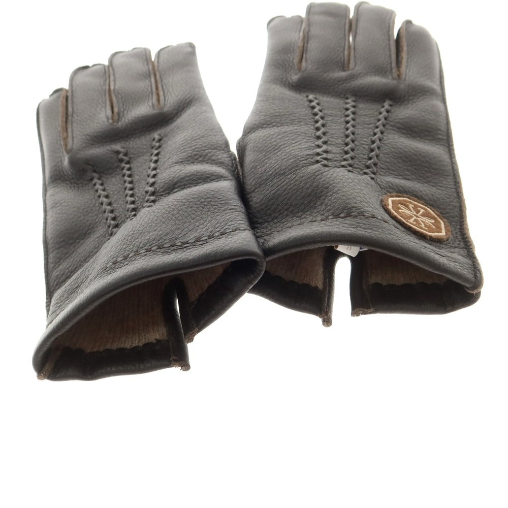【新品】ヤコブコーエン JACOB COHEN ディアスキン カシミヤライニング 手袋 グローブ ダークブラウン【 M 】【 状態ランクN 】【 メンズ 】