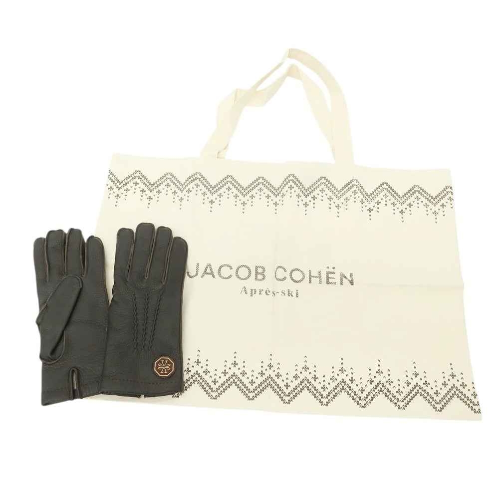 【新品】ヤコブコーエン JACOB COHEN ディアスキン カシミヤライニング 手袋 グローブ ダークブラウン【 L 】【 状態ランクN 】【 メンズ 】[CPD]