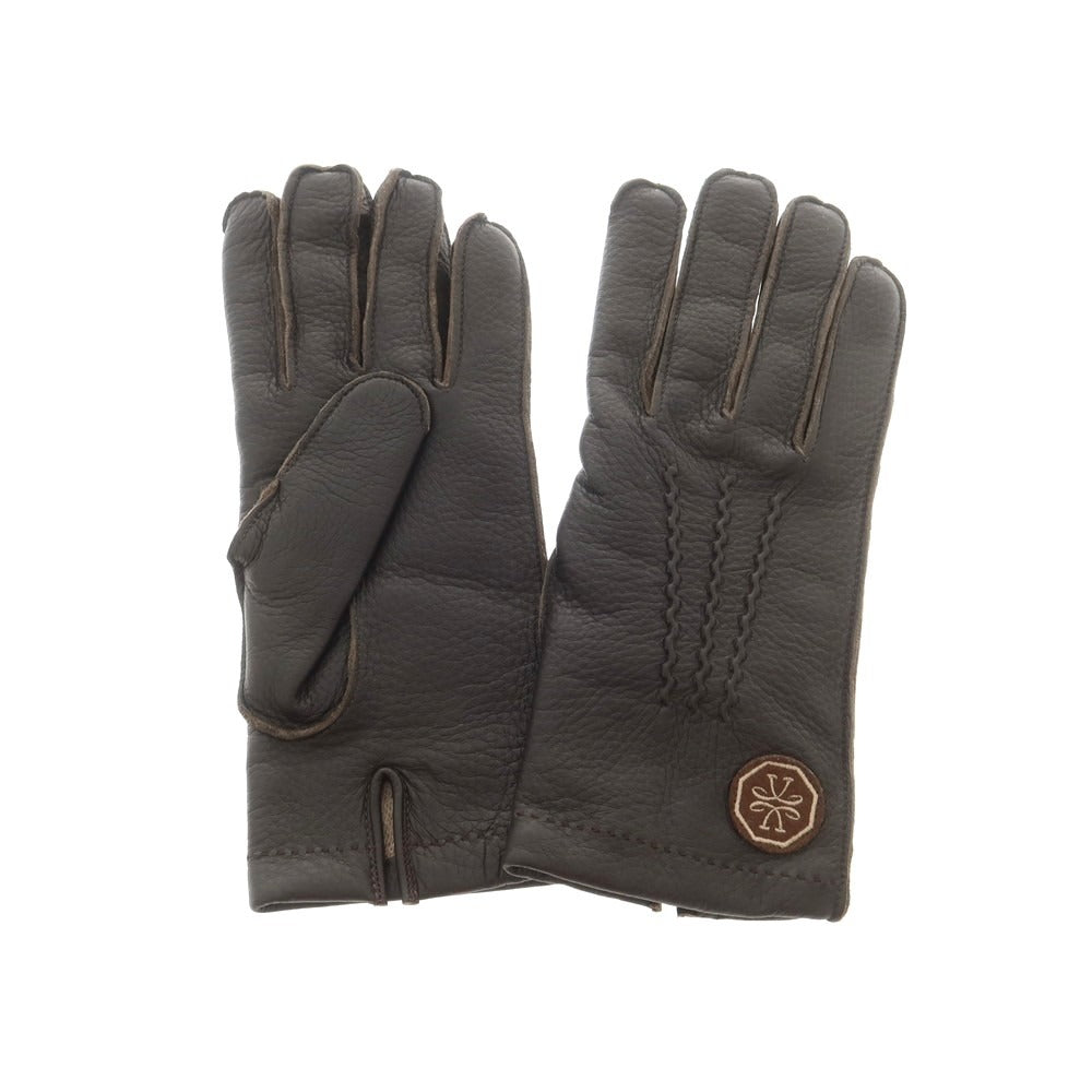 【新品】ヤコブコーエン JACOB COHEN ディアスキン カシミヤライニング 手袋 グローブ ダークブラウン【 L 】【 状態ランクN 】【 メンズ 】