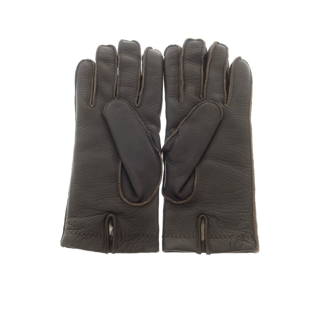 【新品】ヤコブコーエン JACOB COHEN ディアスキン カシミヤライニング 手袋 グローブ ダークブラウン【 XL 】【 状態ランクN 】【 メンズ 】