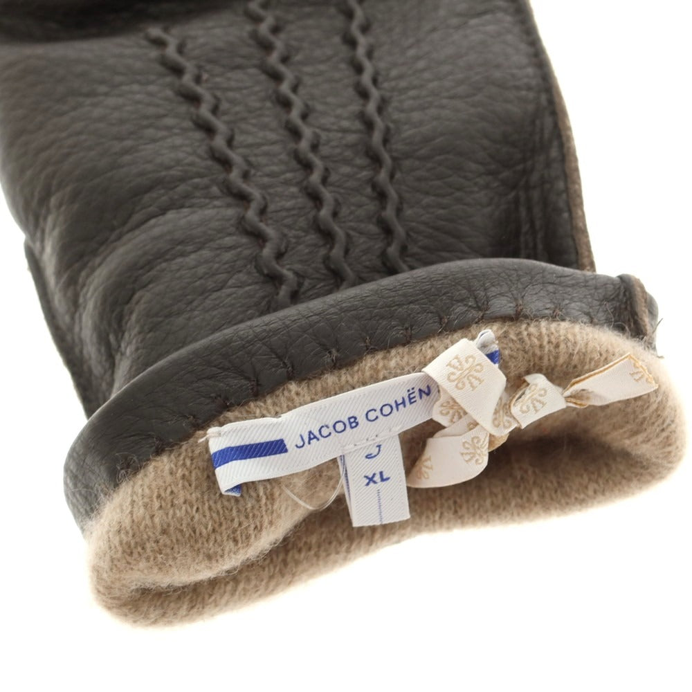 【新品】ヤコブコーエン JACOB COHEN ディアスキン カシミヤライニング 手袋 グローブ ダークブラウン【 XL 】【 状態ランクN 】【 メンズ 】