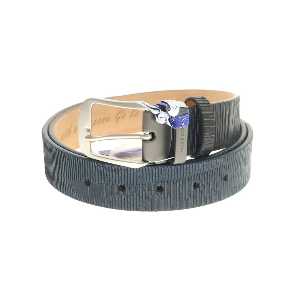【新品】ヤコブコーエン JACOB COHEN カット加工 レザー ベルト ネイビー【 95 】【 状態ランクN 】【 メンズ 】
