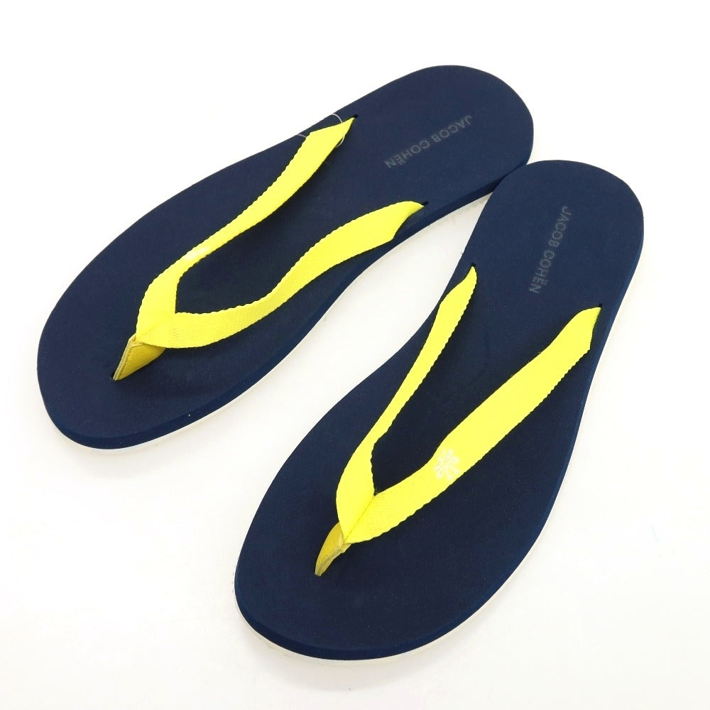 【新品アウトレット】ヤコブコーエン JACOB COHEN トング ビーチ サンダル イエローxネイビー【 39/40 】【 状態ランクN- 】【 メンズ 】
