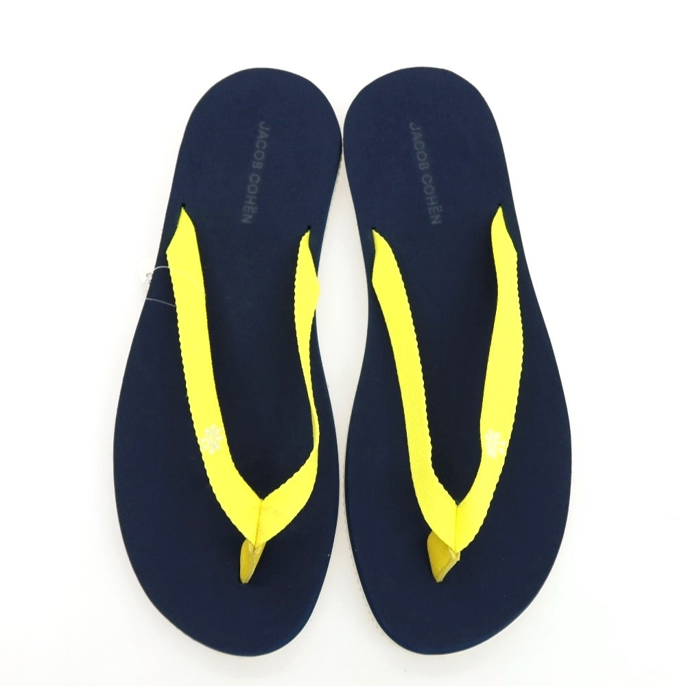 【新品アウトレット】ヤコブコーエン JACOB COHEN トング ビーチ サンダル イエローxネイビー【 39/40 】【 状態ランクN- 】【 メンズ 】