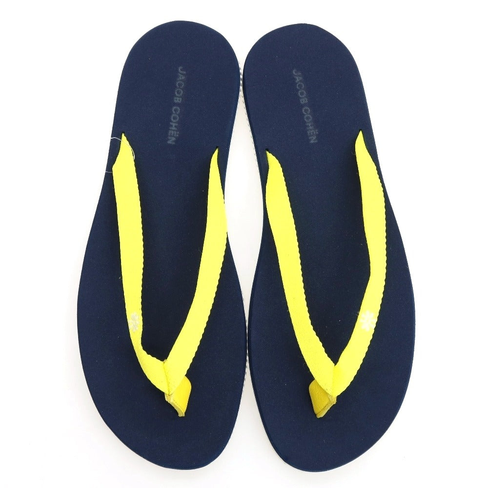 【新品アウトレット】ヤコブコーエン JACOB COHEN トング ビーチ サンダル イエローxネイビー【 43/44 】【 状態ランクN- 】【 メンズ 】