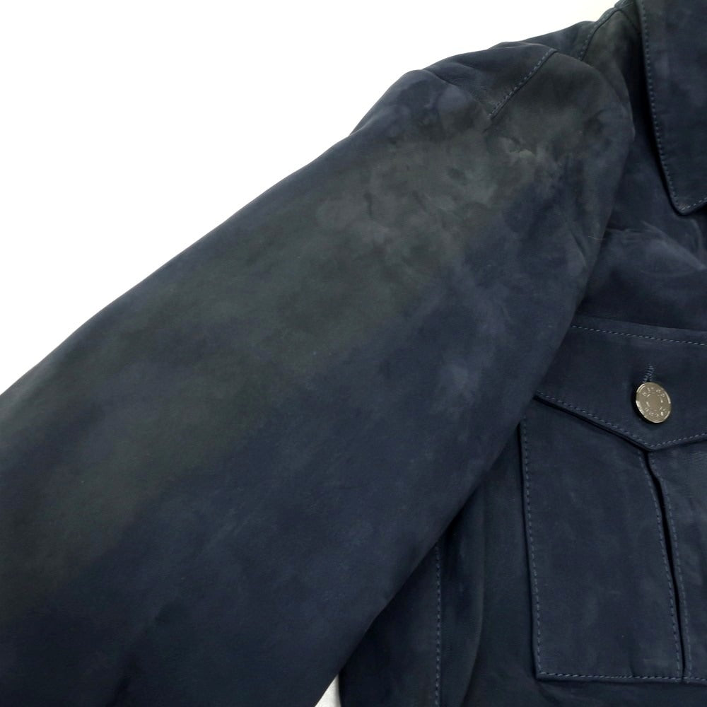 【中古】ヤコブコーエン JACOB COHEN ヌバック レザーブルゾン ネイビー【 50 】【 状態ランクC 】【 メンズ 】
