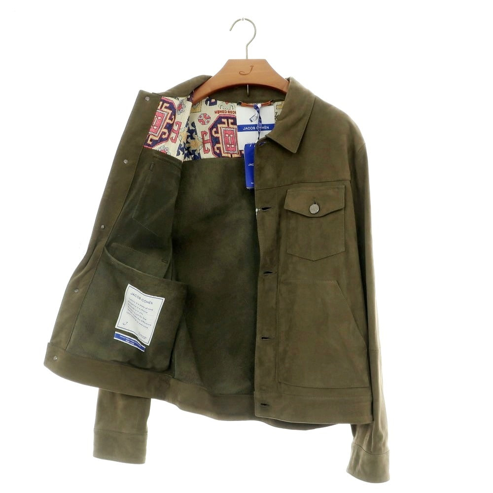 【新品アウトレット】ヤコブコーエン JACOB COHEN ヌバック レザーブルゾン オリーブ【 50 】【 状態ランクN- 】【 メンズ 】[EPD]