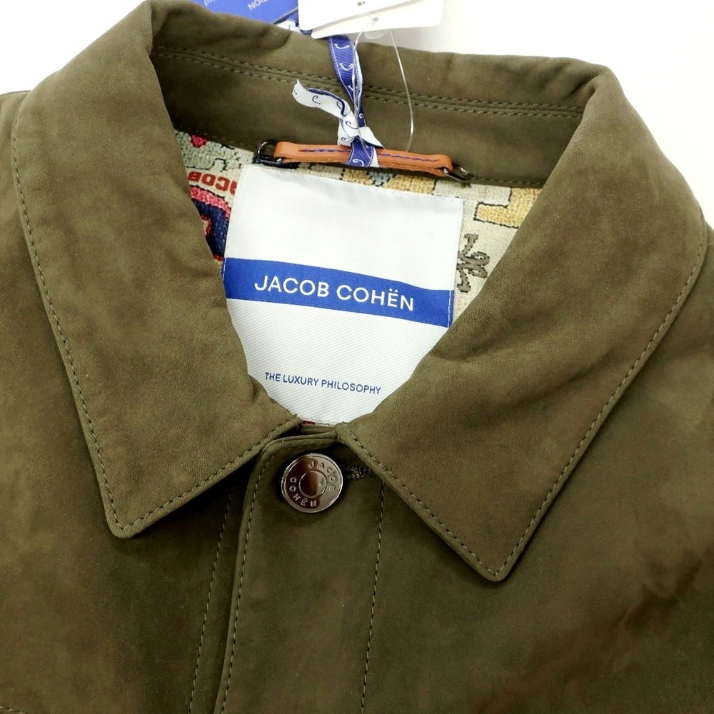 【新品アウトレット】ヤコブコーエン JACOB COHEN ヌバック レザーブルゾン オリーブ【 50 】【 状態ランクN- 】【 メンズ 】[EPD]