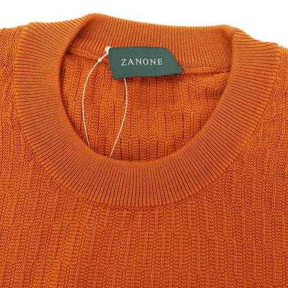 【新品】ザノーネ ZANONE コットン クルーネック プルオーバーニット ダークオレンジ系【 50 】【 状態ランクN 】【 メンズ 】