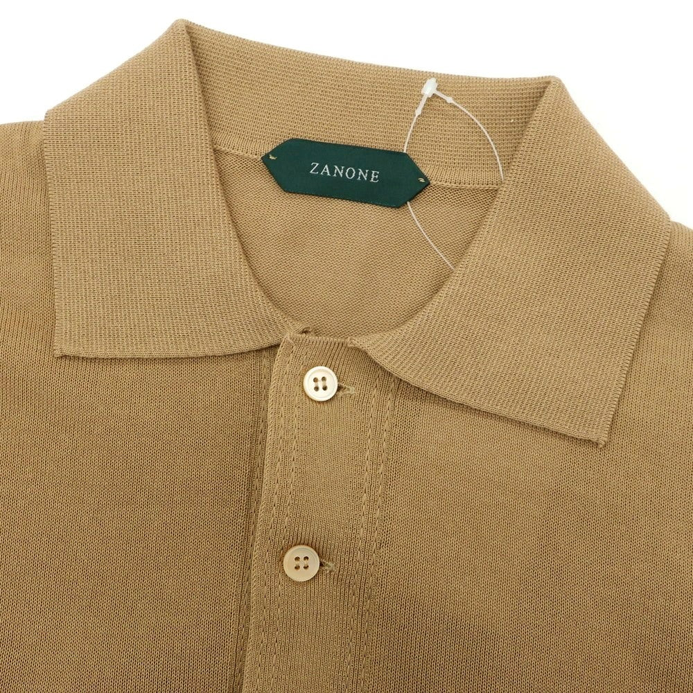 【新品】ザノーネ ZANONE ハイゲージ コットン 半袖 ポロニット ベージュ系【 48 】【 状態ランクN 】【 メンズ 】