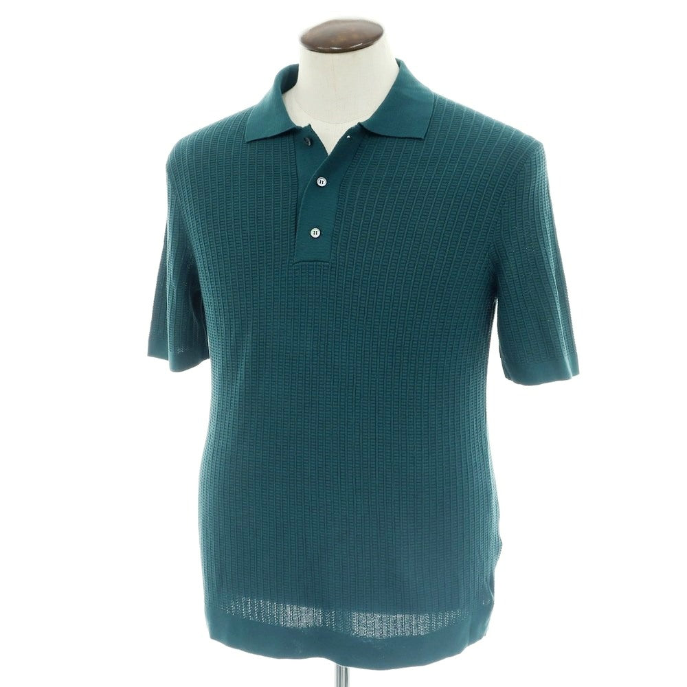 【新品】ザノーネ ZANONE コットン 半袖 ポロニット ダークピーコックグリーン系【 50 】【 状態ランクN 】【 メンズ 】