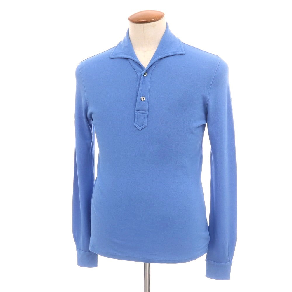【新品】ザノーネ ZANONE アイスコットン イタリアンカラー 長袖ポロシャツ ブルー系【 46 】【 状態ランクN 】【 メンズ 】
