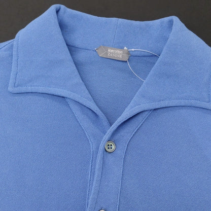 【新品】ザノーネ ZANONE アイスコットン イタリアンカラー 長袖ポロシャツ ブルー系【 46 】【 状態ランクN 】【 メンズ 】