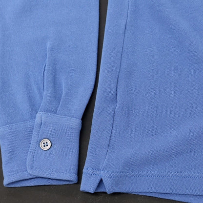 【新品】ザノーネ ZANONE アイスコットン イタリアンカラー 長袖ポロシャツ ブルー系【 46 】【 状態ランクN 】【 メンズ 】