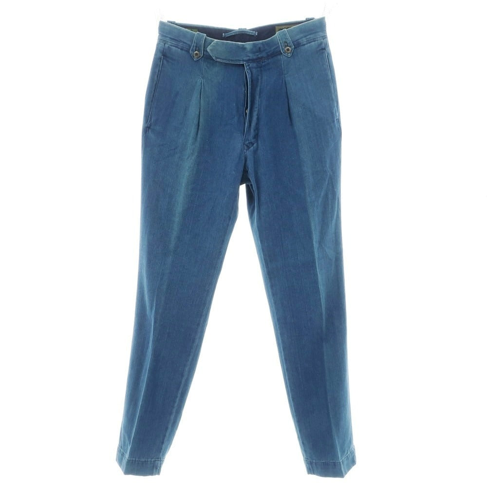 【中古】インコテックス スラックス INCOTEX SLACKS ヘリンボーン織コットン カジュアルスラックスパンツ ブルー【サイズ30】【 状態ランクD 】【 メンズ 】[EPD]