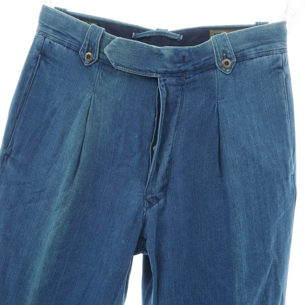 【中古】インコテックス スラックス INCOTEX SLACKS ヘリンボーン織コットン カジュアルスラックスパンツ ブルー【サイズ30】【 状態ランクD 】【 メンズ 】[EPD]