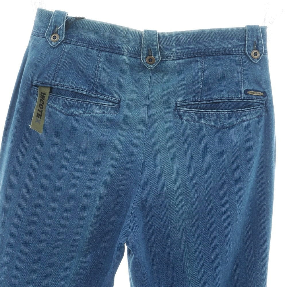 【中古】インコテックス スラックス INCOTEX SLACKS ヘリンボーン織コットン カジュアルスラックスパンツ ブルー【サイズ30】【 状態ランクD 】【 メンズ 】[EPD]