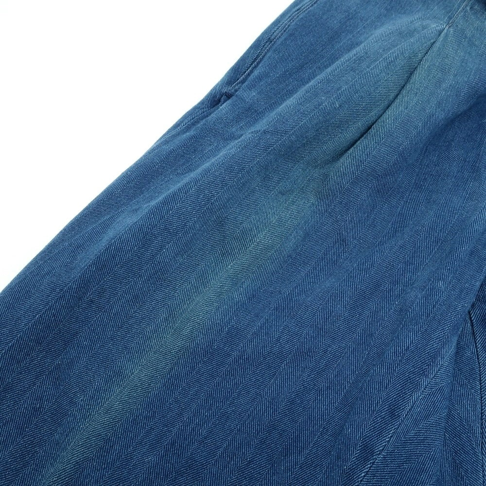 【中古】インコテックス スラックス INCOTEX SLACKS ヘリンボーン織コットン カジュアルスラックスパンツ ブルー【サイズ30】【 状態ランクD 】【 メンズ 】[EPD]