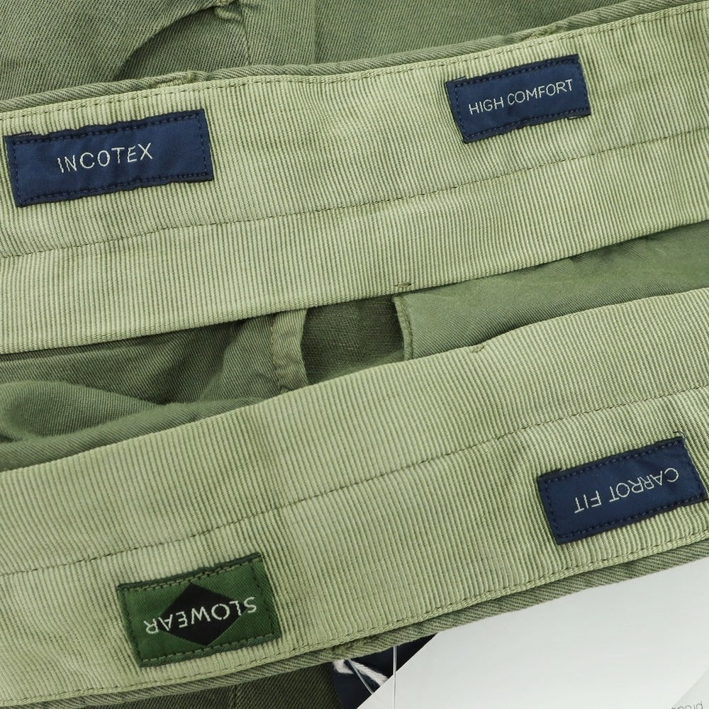 【中古】インコテックス スローウェア INCOTEX SLOWEAR ストレッチ コットンリネン カジュアルスラックスパンツ オリーブ【サイズ48R】【 状態ランクB 】【 メンズ 】[EPD]