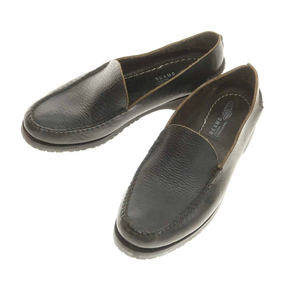 【中古】ビームス BEAMS レザー ローファー カーキブラック【 8 1/2D 】【 状態ランクB 】【 メンズ 】