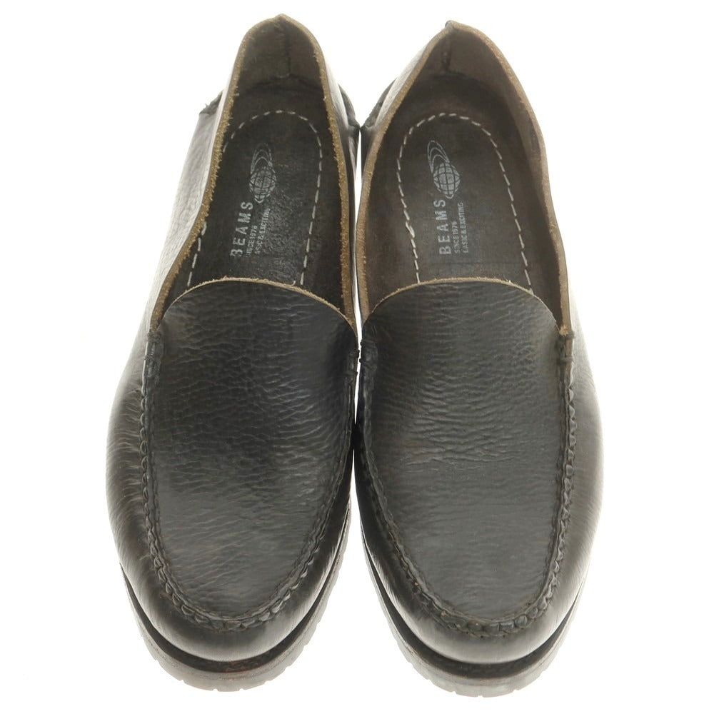 【中古】ビームス BEAMS レザー ローファー カーキブラック【 8 1/2D 】【 状態ランクB 】【 メンズ 】
