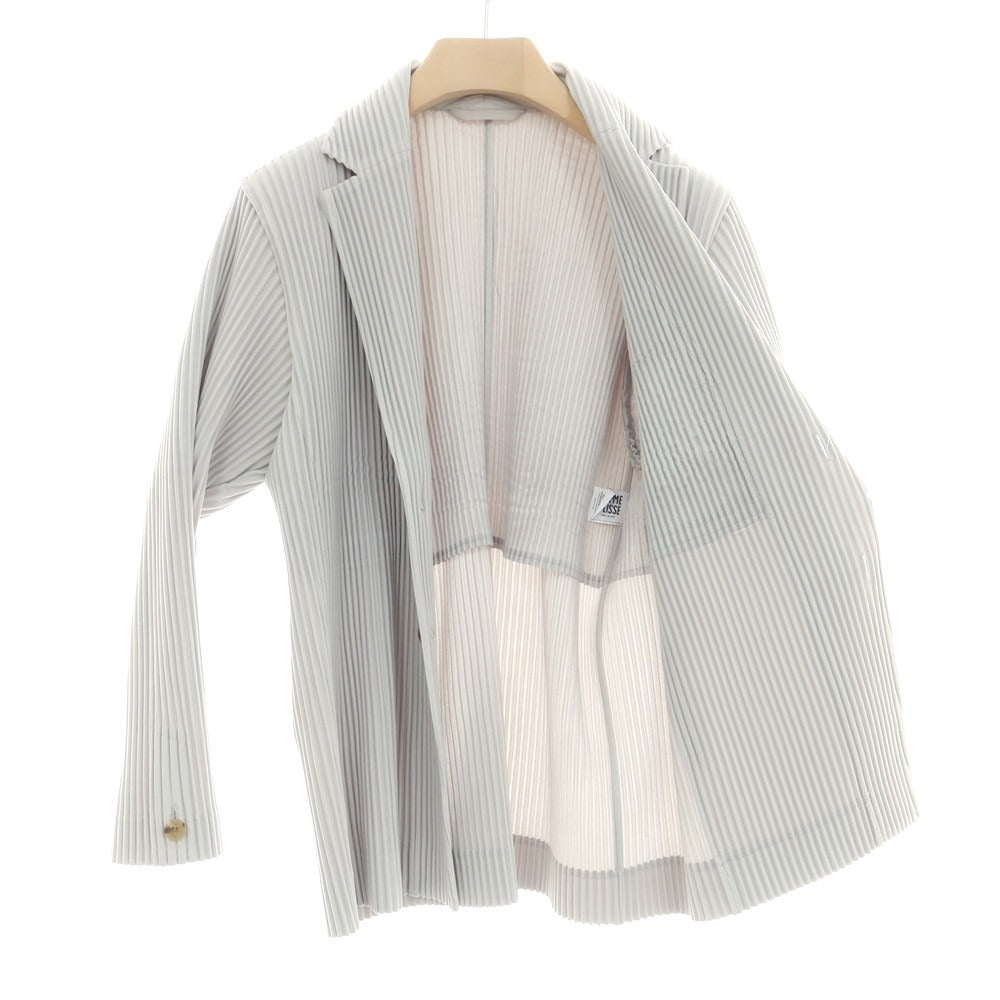 【中古】オム プリッセ イッセイミヤケ HOMME PLISSE ISSEY MIYAKE プリーツ加工 ポリエステル 2B カジュアルジャケット ライトグレー【 3 】【 状態ランクA 】【 メンズ 】