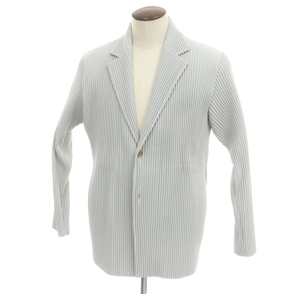 【中古】オム プリッセ イッセイミヤケ HOMME PLISSE ISSEY MIYAKE プリーツ加工 ポリエステル 2B カジュアルジャケット ライトグレー【 3 】【 状態ランクA 】【 メンズ 】[CPD]