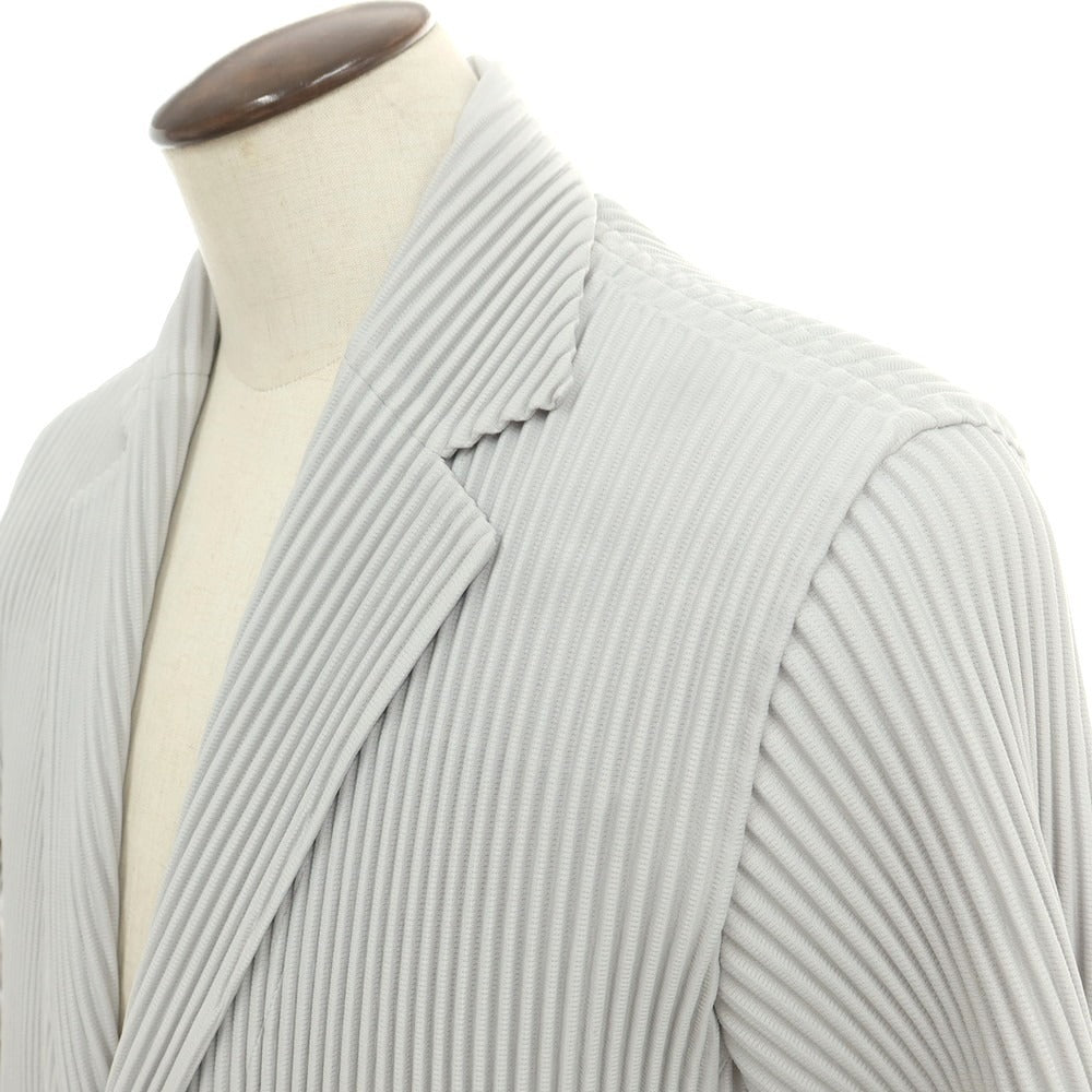 【中古】オム プリッセ イッセイミヤケ HOMME PLISSE ISSEY MIYAKE プリーツ加工 ポリエステル 2B カジュアルジャケット ライトグレー【 3 】【 状態ランクA 】【 メンズ 】[CPD]