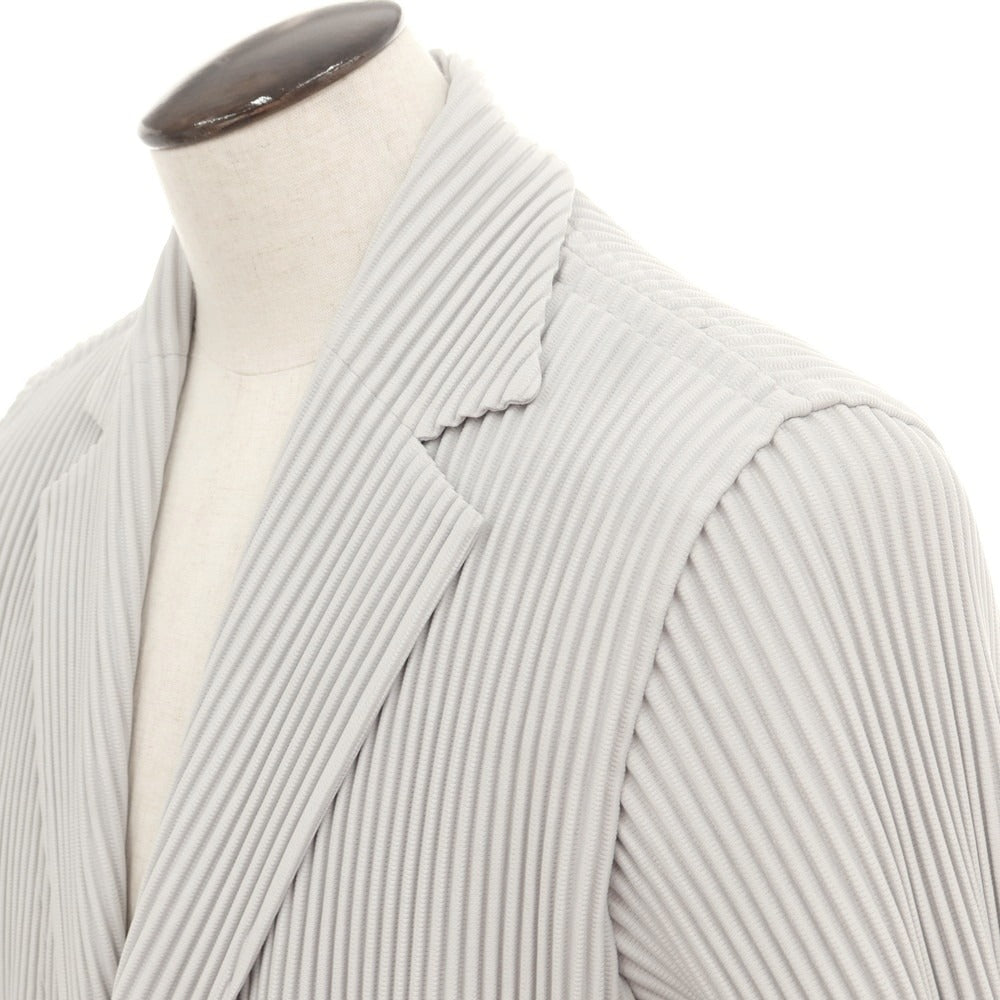 【中古】オム プリッセ イッセイミヤケ HOMME PLISSE ISSEY MIYAKE プリーツ加工 カジュアルジャケット ライトグレー【 3 】【 状態ランクA 】【 メンズ 】