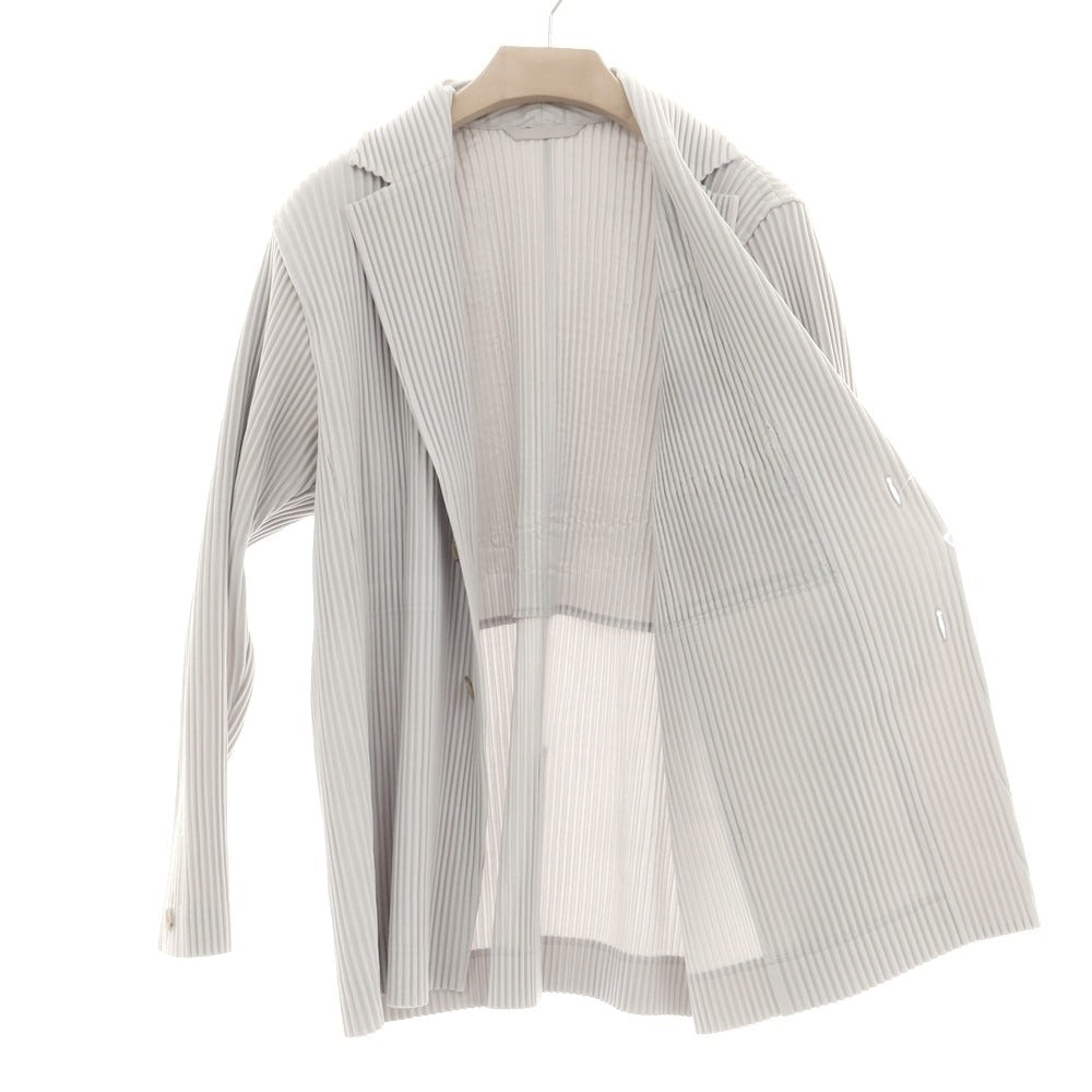 【中古】オム プリッセ イッセイミヤケ HOMME PLISSE ISSEY MIYAKE プリーツ加工 カジュアルジャケット ライトグレー【 サイズ3 】【 状態ランクA 】【 メンズ 】 [BPD]