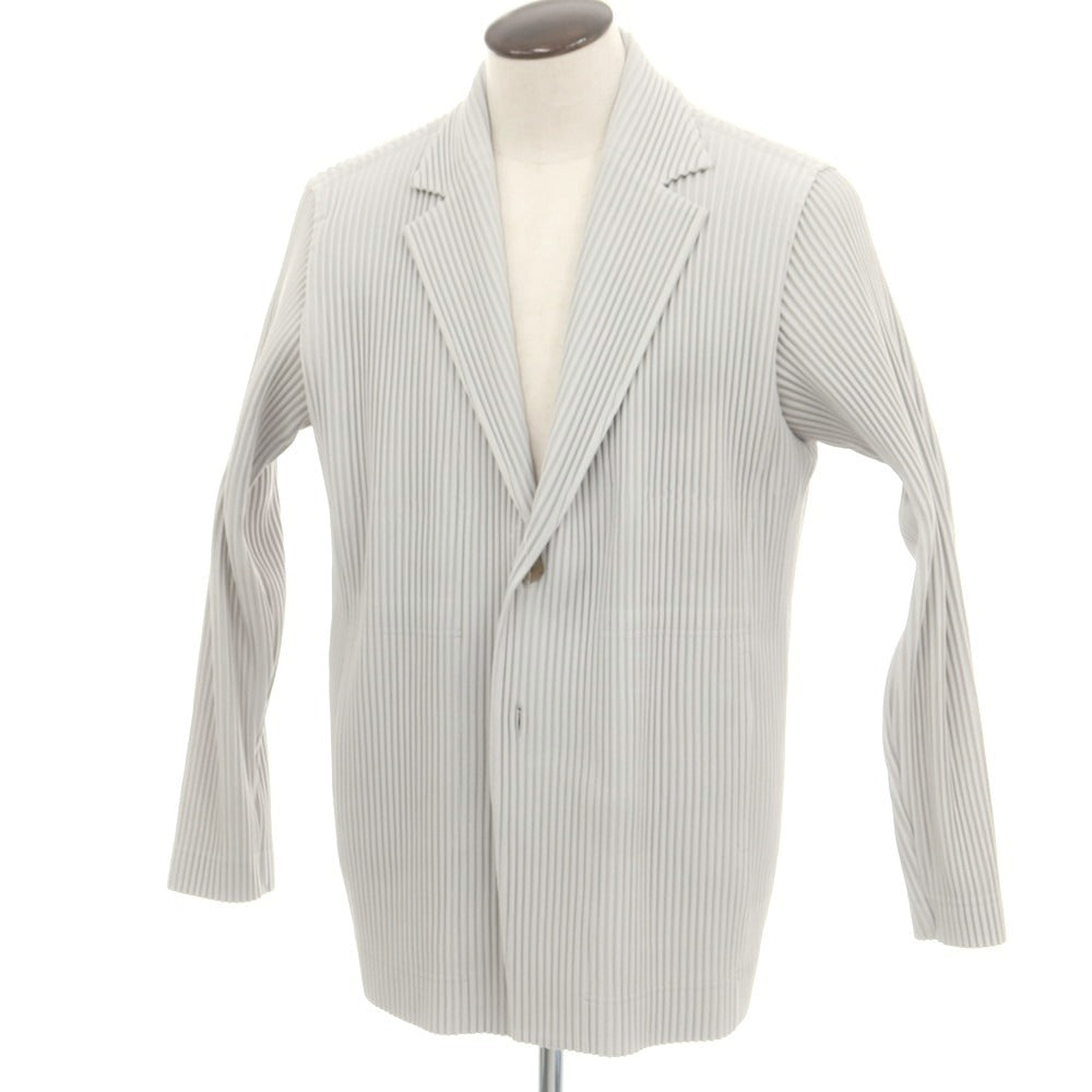 【中古】オム プリッセ イッセイミヤケ HOMME PLISSE ISSEY MIYAKE プリーツ加工 カジュアルジャケット ライトグレー【 サイズ3 】【 状態ランクA 】【 メンズ 】 [BPD]