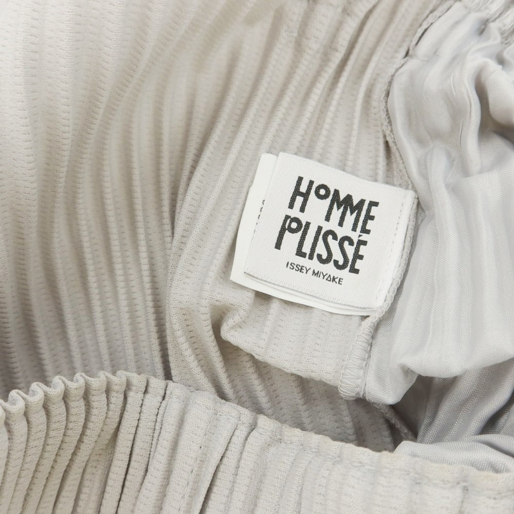 【中古】オム プリッセ イッセイミヤケ HOMME PLISSE ISSEY MIYAKE ポリエステル プリーツ イージーパンツ ライトグレー【 3 】【 状態ランクB 】【 メンズ 】