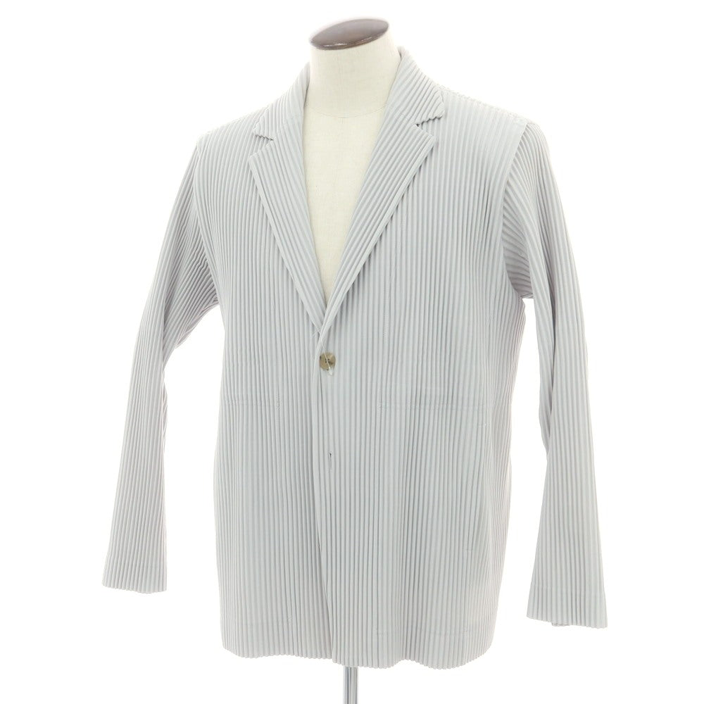 【中古】オム プリッセ イッセイミヤケ HOMME PLISSE ISSEY MIYAKE ポリエステル プリーツ加工 2B カジュアルジャケット ライトグレー【 サイズ3 】【 状態ランクA 】【 メンズ 】 [BPD]