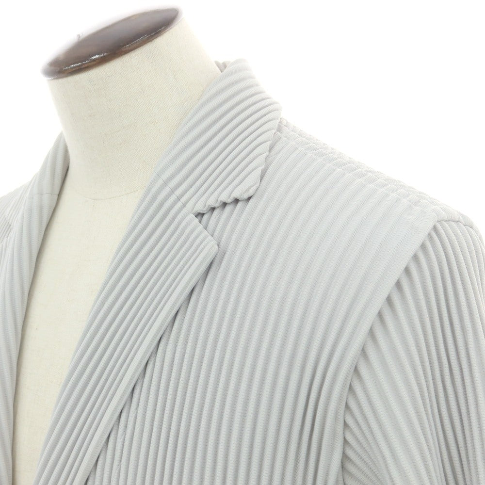 【中古】オム プリッセ イッセイミヤケ HOMME PLISSE ISSEY MIYAKE ポリエステル プリーツ加工 2B カジュアルジャケット ライトグレー【 3 】【 状態ランクA 】【 メンズ 】