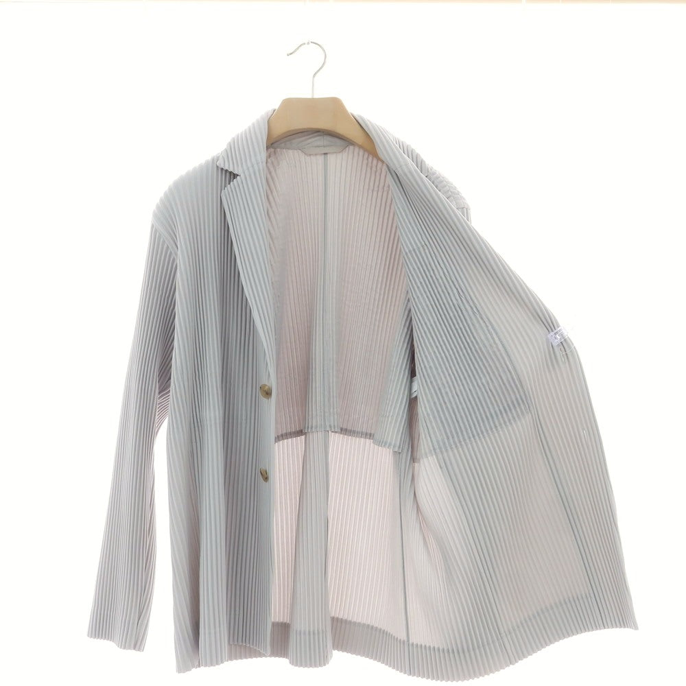 【中古】オム プリッセ イッセイミヤケ HOMME PLISSE ISSEY MIYAKE ポリエステル プリーツ加工 2B カジュアルジャケット ライトグレー【 サイズ3 】【 状態ランクA 】【 メンズ 】 [BPD]