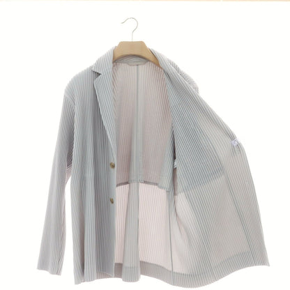 【中古】オム プリッセ イッセイミヤケ HOMME PLISSE ISSEY MIYAKE ポリエステル プリーツ加工 2B カジュアルジャケット ライトグレー【 3 】【 状態ランクA 】【 メンズ 】