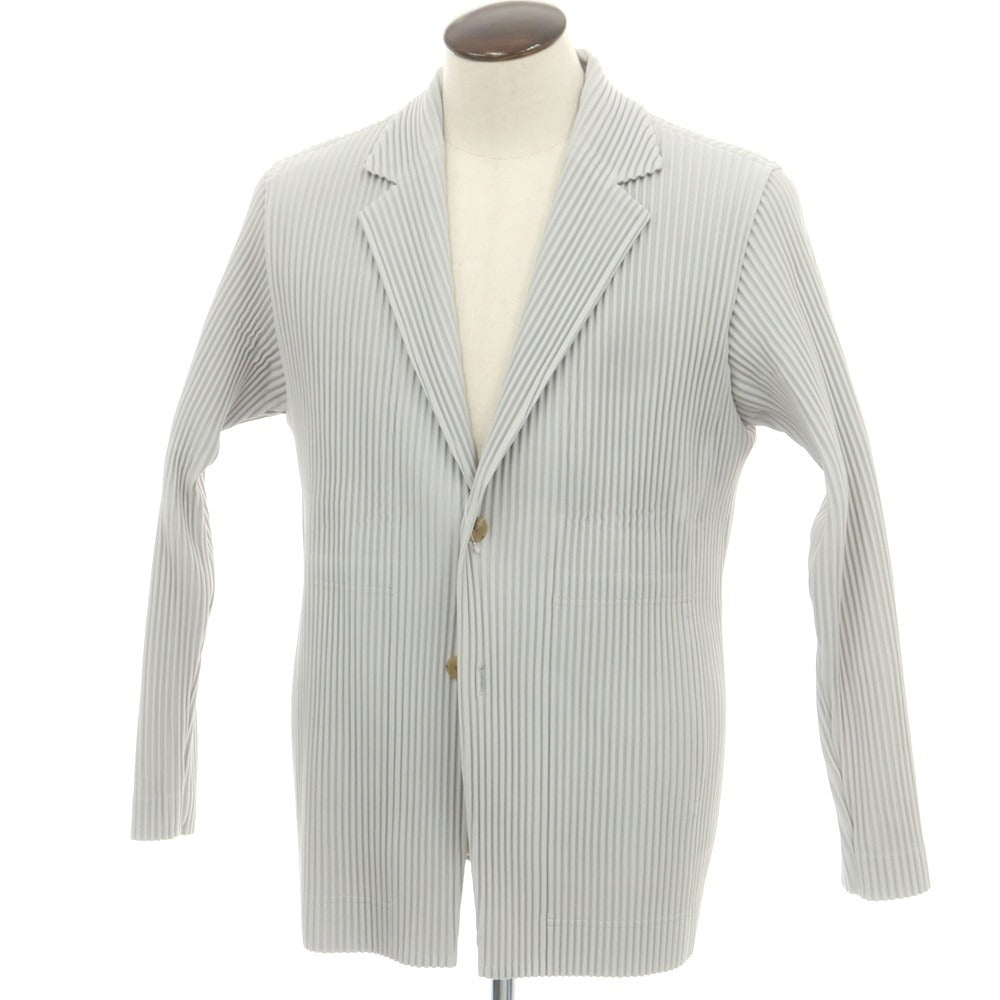 【中古】オム プリッセ イッセイミヤケ HOMME PLISSE ISSEY MIYAKE プリーツ加工ジャケット ライトグレー【 サイズ3 】【 状態ランクB 】【 メンズ 】 [BPD]