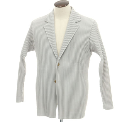 【中古】オム プリッセ イッセイミヤケ HOMME PLISSE ISSEY MIYAKE プリーツ加工ジャケット ライトグレー【 3 】【 状態ランクB 】【 メンズ 】