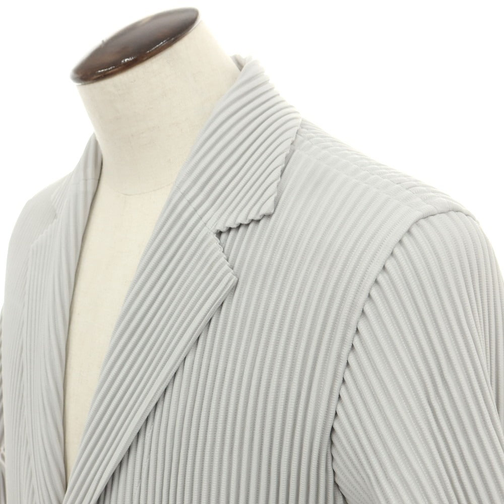 【中古】オム プリッセ イッセイミヤケ HOMME PLISSE ISSEY MIYAKE プリーツ加工ジャケット ライトグレー【 サイズ3 】【 状態ランクB 】【 メンズ 】 [BPD]